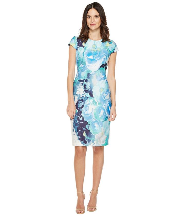 Vince Camuto - Printed Scuba Cap Sleeve Bodycon