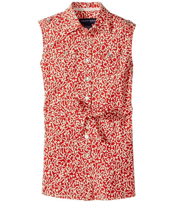 Toobydoo - Red White Sleeveless Shirtdress