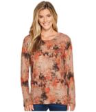 Nally &amp; Millie - Rust Distress Print Long Sleeve Top