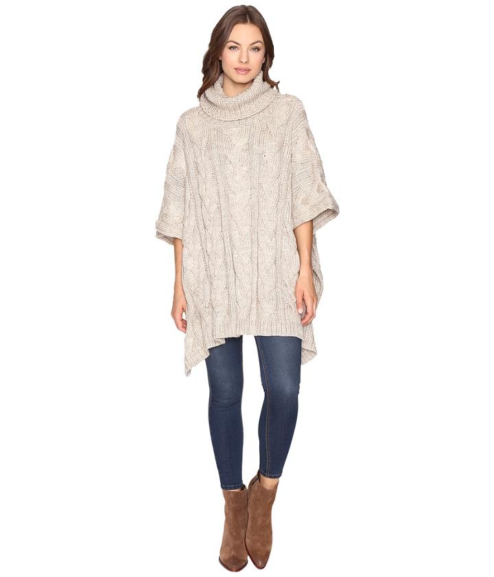 Christin Michaels - Maia Cable Knit Turtleneck Poncho