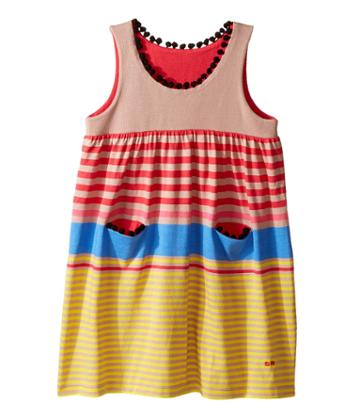 Sonia Rykiel Kids - Sleeveless Striped Dress W/ Pom Pom Detail