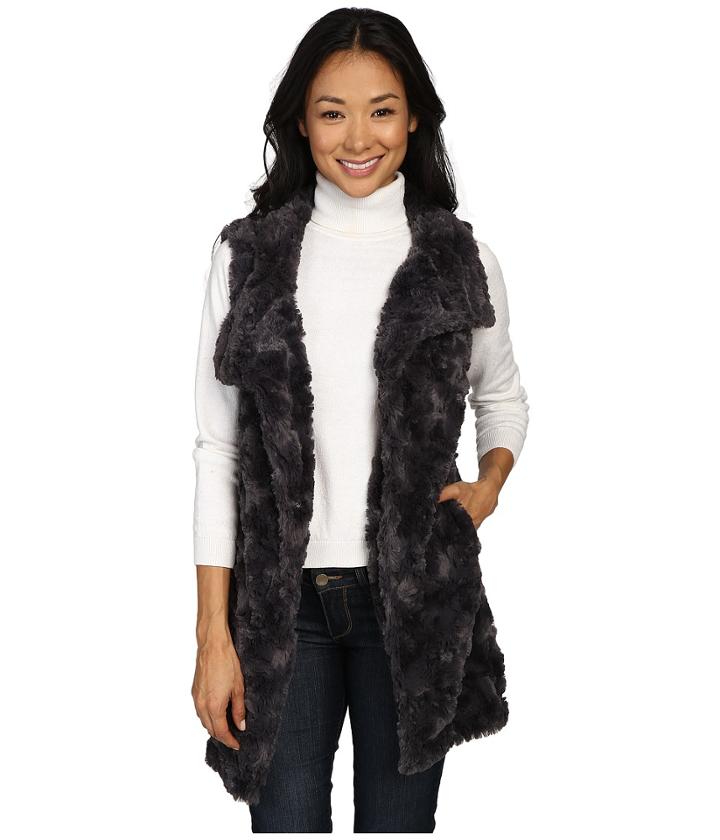 Dylan By True Grit - Plush Faux Classic Silky Fur Long Snap Vest
