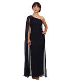 Adrianna Papell - Once Shoulder Chiffon Cape Lace Dress