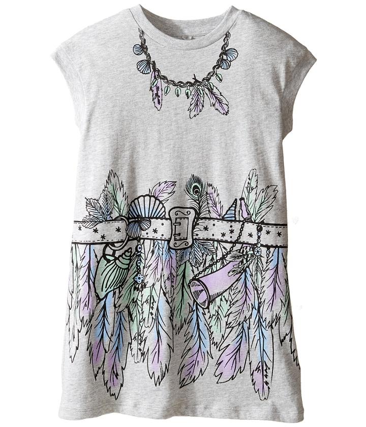 Stella Mccartney Kids - Joni Jersey Dress With Feather And Belt Graphic