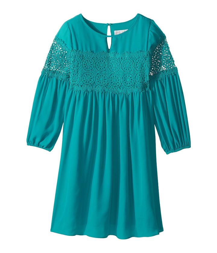 Us Angels - 3/4 Sleeve W/ Lace Inset A-line Dress
