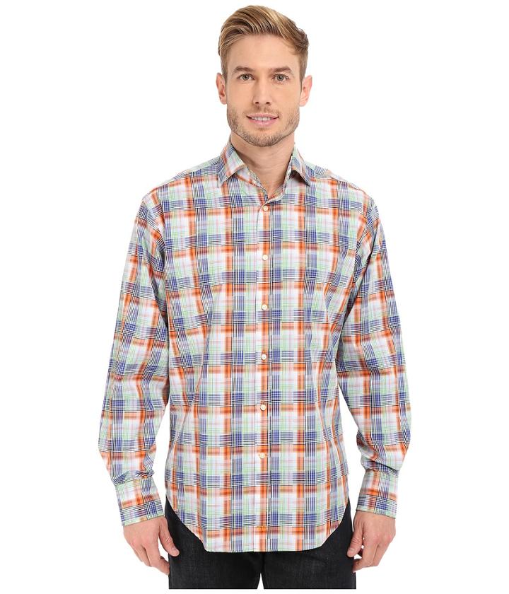Thomas Dean &amp; Co. - Long Sleeve Woven Twill-finish Plaid