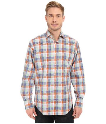 Thomas Dean &amp; Co. - Long Sleeve Woven Twill-finish Plaid