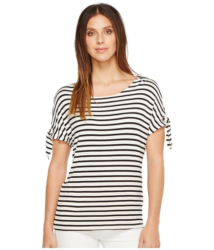 Calvin Klein - Short Sleeve Stripe Tee With Tie Sleeve