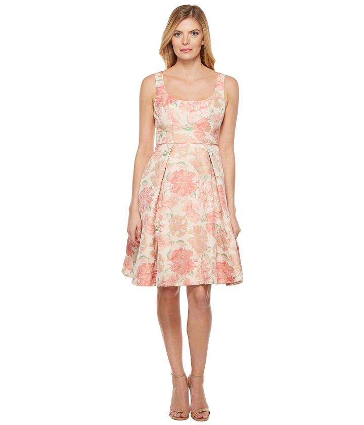 Maggy London - Jacquard Bloom Fit And Flare Dress