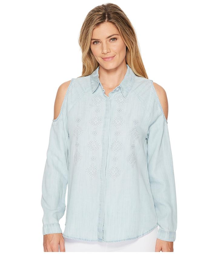 Miss Me - Cold Shoulder Embroidered Top