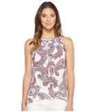 Ivanka Trump - Woven Hanky Hem Printed Sleeveless Blouse