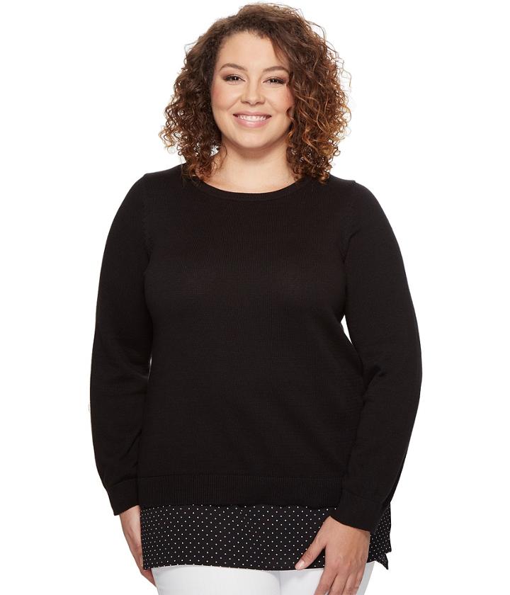 Michael Michael Kors - Plus Size Long Sleeve Tiny Dot Hem Sweater