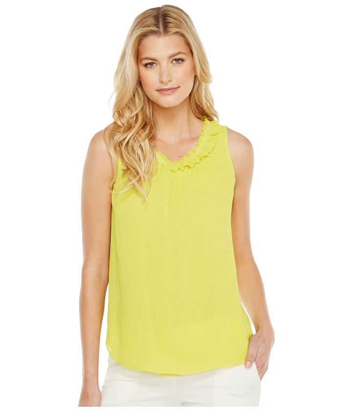 Ellen Tracy - Ruffled Neck Shell