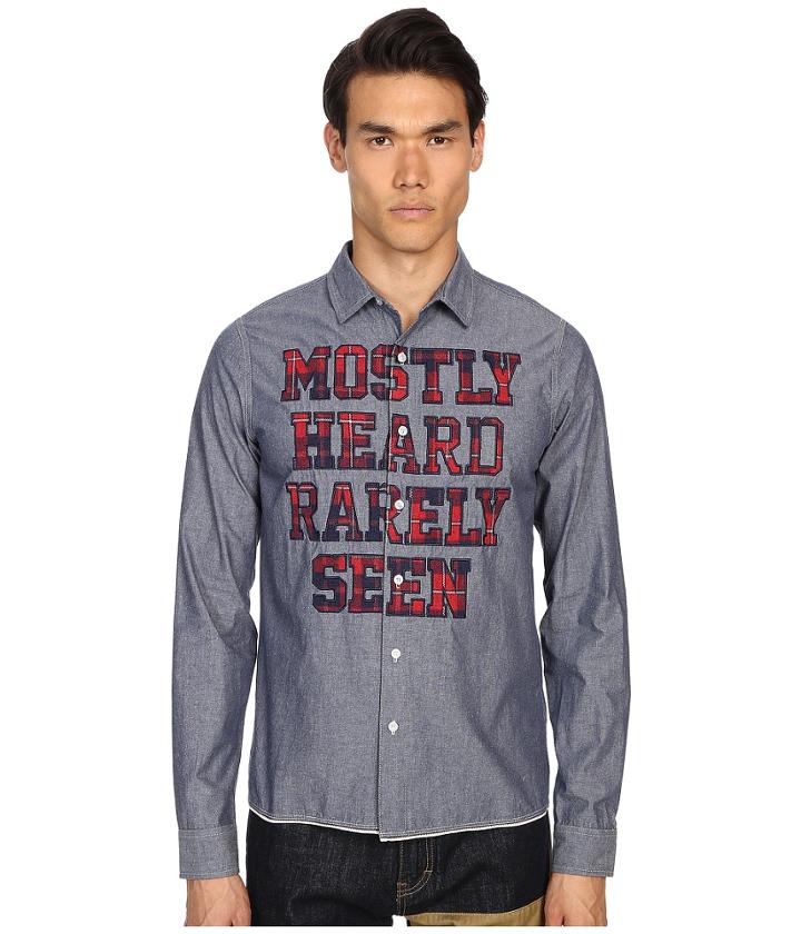 Mostly Heard Rarely Seen - Chambray Shirt With Logo Merrow Stitch