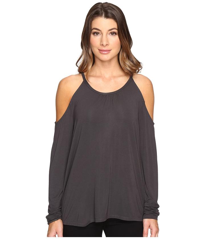 Michael Stars - Jersey Lycra Long Sleeve Cold Shoulder Top