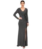 Vince Camuto - Long Sleeve V-neck Gown W/ Side Tucks