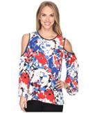 Vince Camuto - Bell Sleeve Nautical Bloom Cold-shoulder Blouse