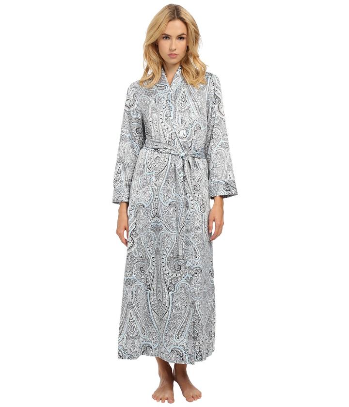 Oscar De La Renta - Brush Back Satin Paisley Long Robe