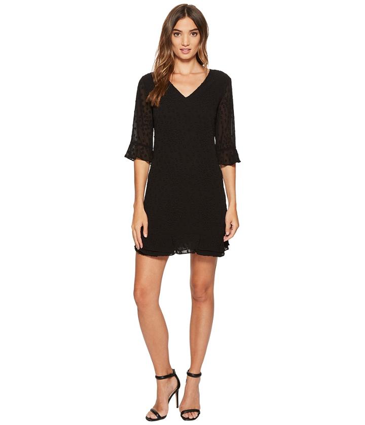 Cece - Kate - 3/4 Sleeve Clip Chiffon Ruffle Dress