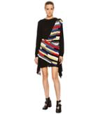 Sonia Rykiel - Runway Broken Stripe Intarsia Drape Front Long Sleeve Dress