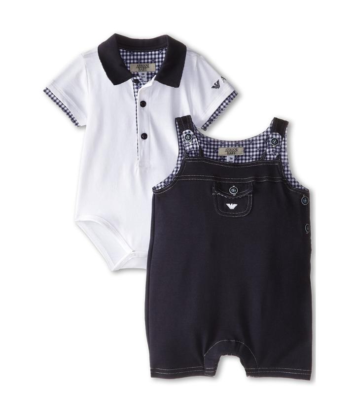Armani Junior - Two-piece Gift Set: Collar Body Suit W/ Overalls