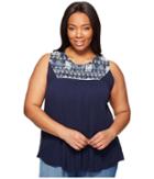 Lucky Brand - Plus Size Embroidered Yoke Tank Top
