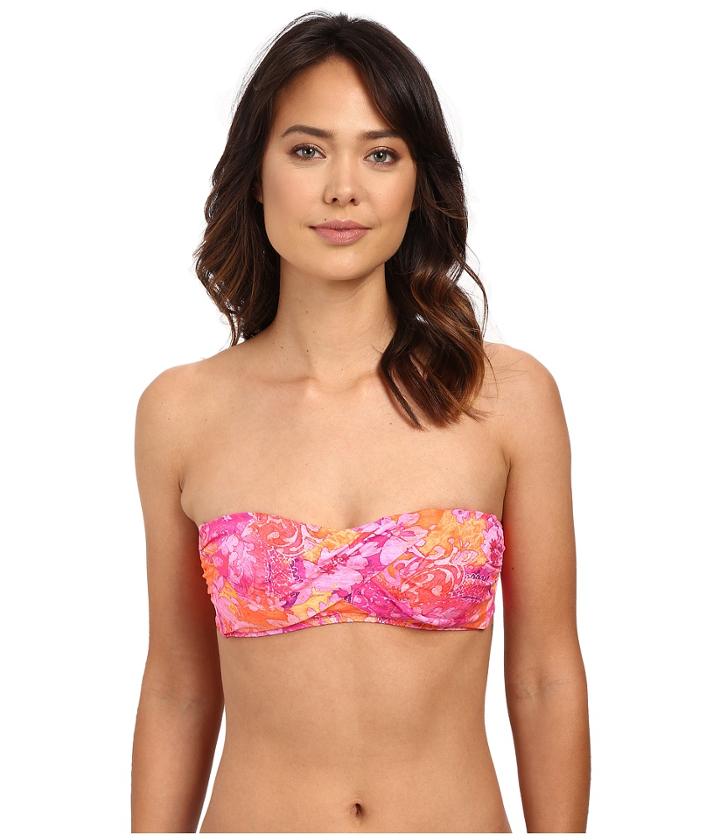 Lauren Ralph Lauren - Oceania Floral Tie Back Draped Bandeau W/ Molded Cup