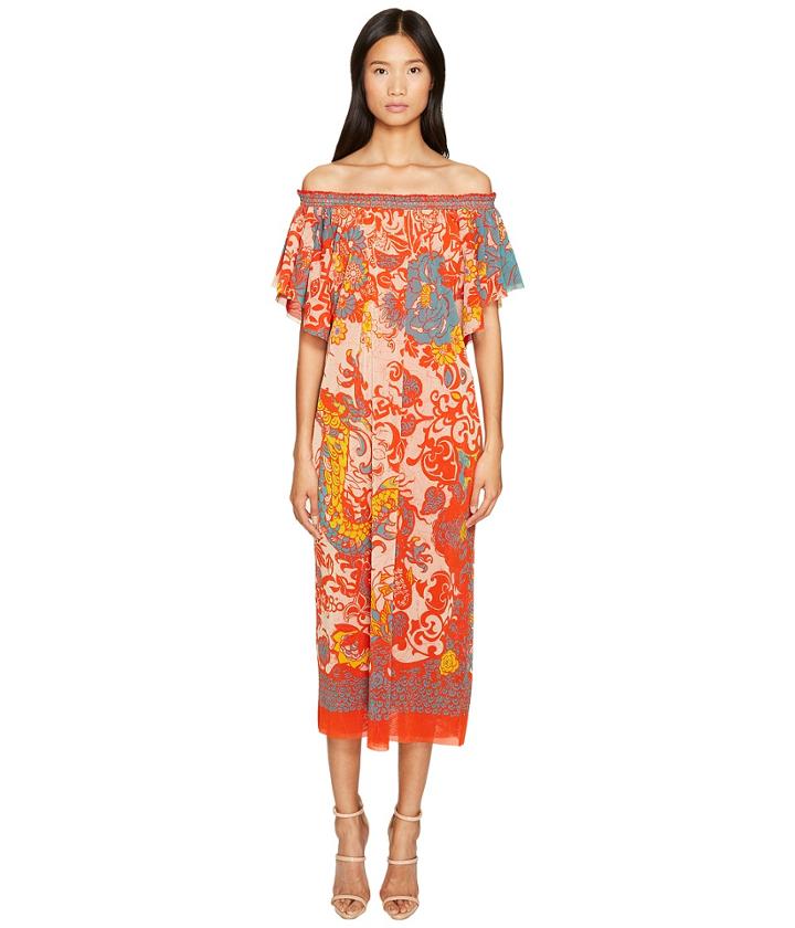 Fuzzi - Off The Shoulder Dress In Dragonessa Print