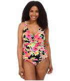 Lauren By Ralph Lauren - Plus Size Brilliant Floral Over The Shoulder Mio One-piece