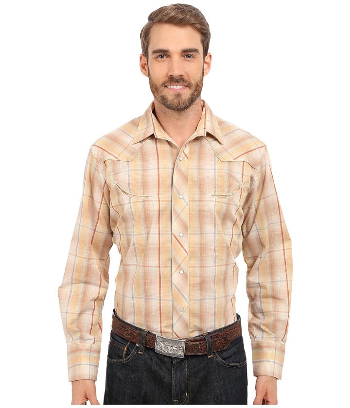 Roper - Embroidered 0294 Earth Tone Plaid W/ Gold Lurex