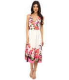 Donna Morgan - Sleeveless Cotton Sateen V-neck Midi Length Dress
