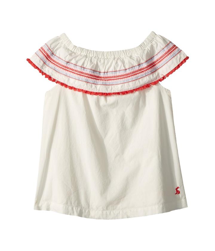 Joules Kids - Woven Off Shoulder Fringe Top