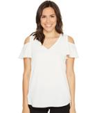 Calvin Klein - V-neck Cold Shoulder Flutter Blouse