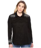 Stetson - Plus Size Solid Lawn - Black Long Sleeve Western Shirt