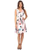 Adrianna Papell - Printed Scuba Abstract Floral Fit Flare Dress
