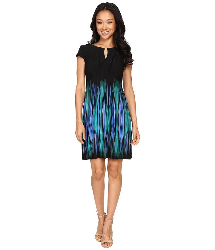 Tahari By Asl Petite - Petite Printed Seamed Matte Jersey Dress