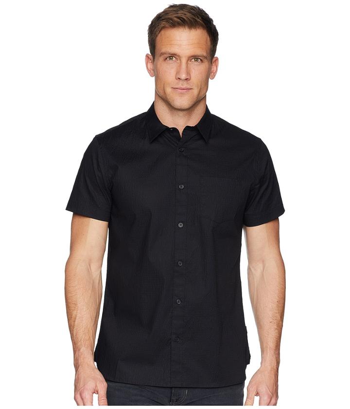 Calvin Klein - Short Sleeve Set On Placket Tonal Seersucker Button Down
