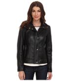 Cole Haan - Single Breasted Half Diamond Quilted Leather Jacket