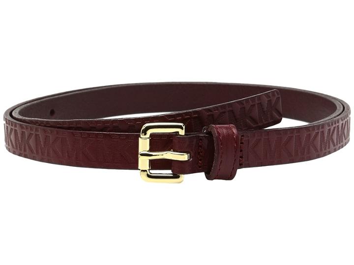 Michael Michael Kors - 16mm Monogram Embossed Veg Belt On Logo Roller Buckle