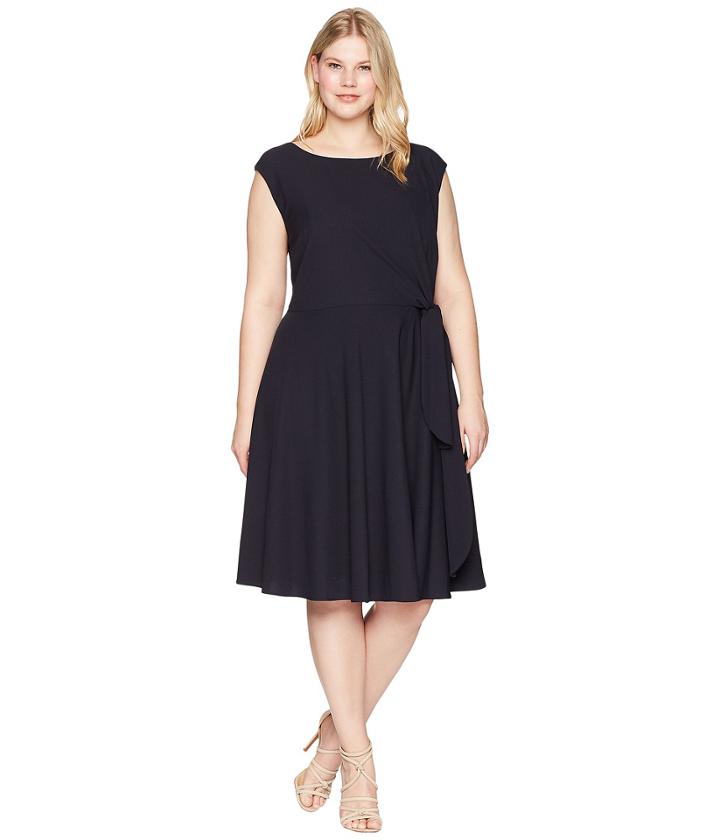 Tahari By Asl - Plus Size Crepe Side Tie Fit And Flare Dress