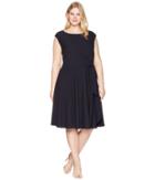 Tahari By Asl - Plus Size Crepe Side Tie Fit And Flare Dress