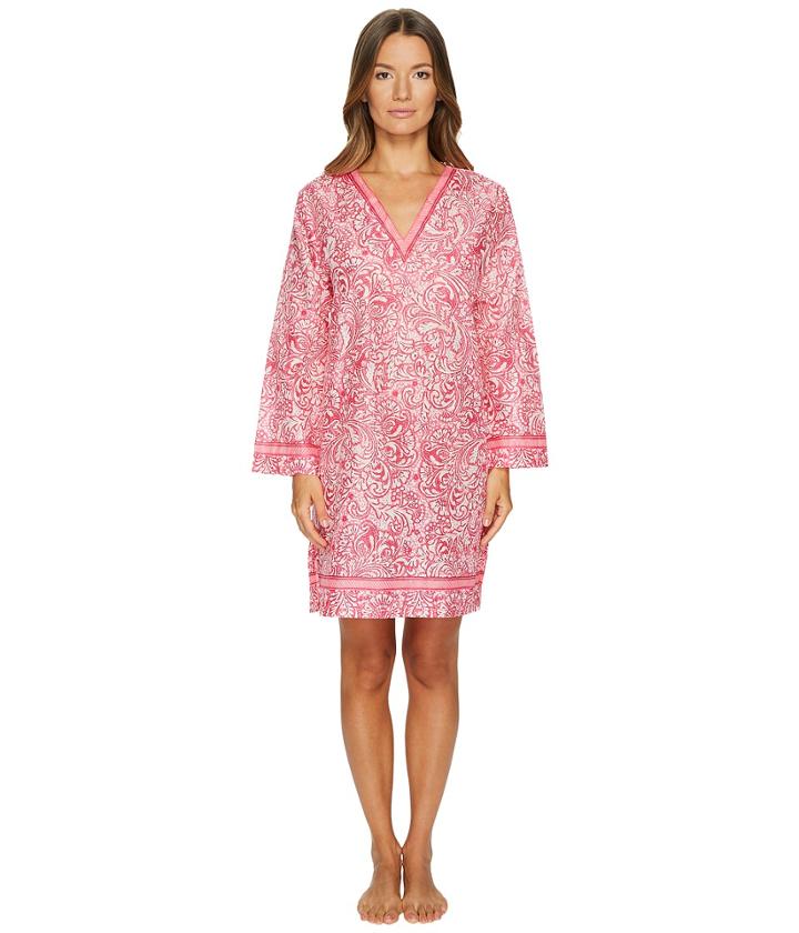Oscar De La Renta Pink Label - Printed Cotton Lawn V-neck Haftan