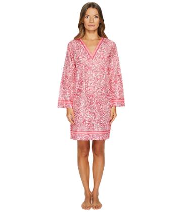 Oscar De La Renta Pink Label - Printed Cotton Lawn V-neck Haftan