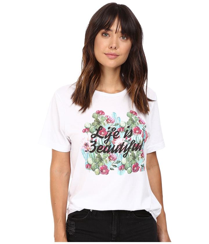 Life Is Beautiful - Cactus Script - Crew Neck Tee