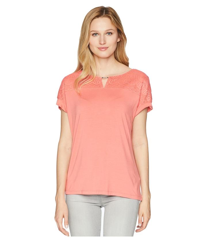Calvin Klein - Short Sleeve W/ Lace Yoke Hardware