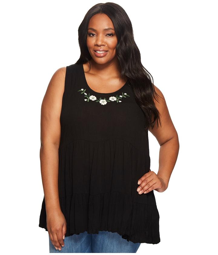 Karen Kane Plus - Plus Size Embroidered Ruffle Top