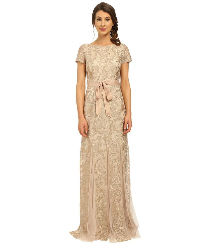 Adrianna Papell - Metallic Embellished Gown With Godets