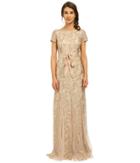 Adrianna Papell - Metallic Embellished Gown With Godets