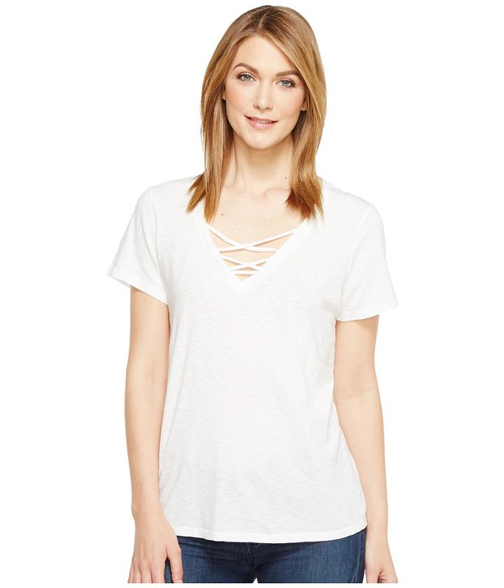 Michael Stars - Supima Cotton Slub Short Sleeve Lace-up Tee