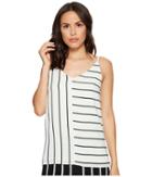 1.state - Short Sleeve V-neck Mixed Stripe